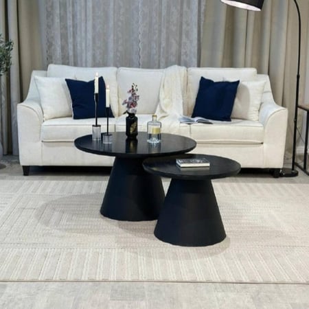 طقم طاولات ضيافة 5 قطع خشب أسود وقواعد مخروطية دورين