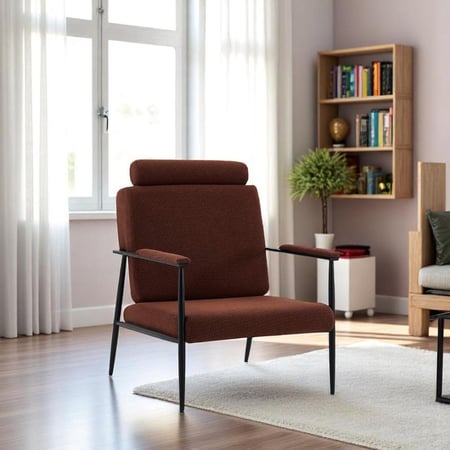 كرسي قماش بني مفرد