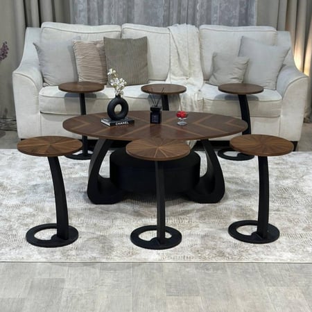 طقم طاولة ضيافة سطح قشرة جوز الهند مع 6 خدمة