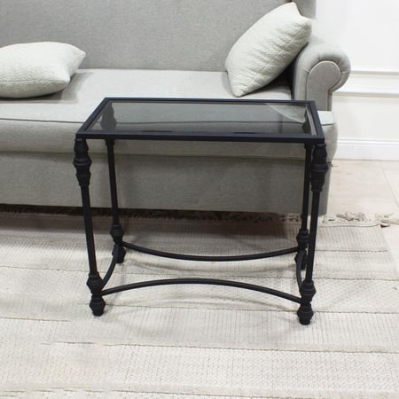 طاولة خدمة حديد زجاج شفاف