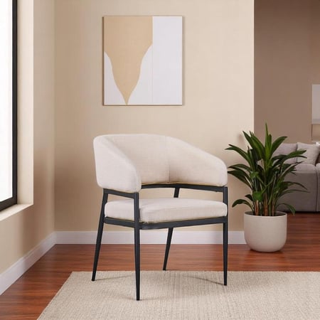 كرسي قماش بيج مفرد