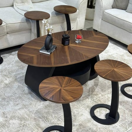 طقم طاولة ضيافة سطح قشرة جوز الهند مع 6 خدمة