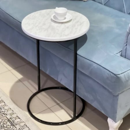 طاولة خدمة سطح خشب شكل رخامي لون ذهبي - متعددة الألوان