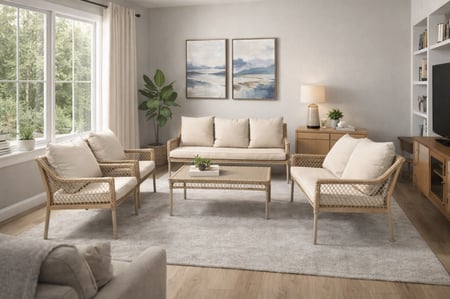 طقم كنب  7    شخص  لون بيج