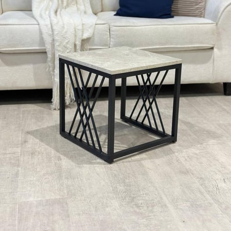 طقم طاولات شاي خشب رمادي 3 قطع