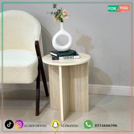 طاولة جانبية بديل رخام بيج 40x40x50 سم