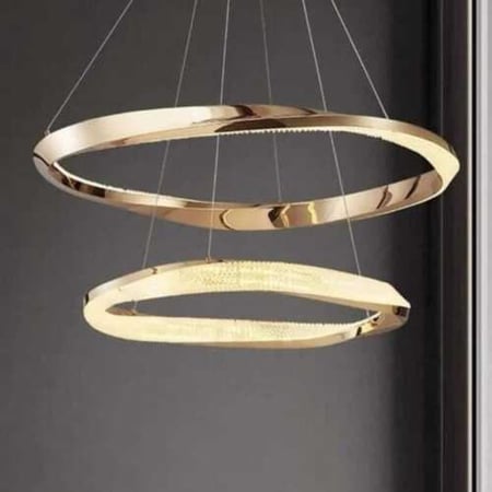 ثريا مودرن ستايل اوروبي اكريليك اللون ذهبي 3 اضاءات مقاس 60 سم + 40 سم