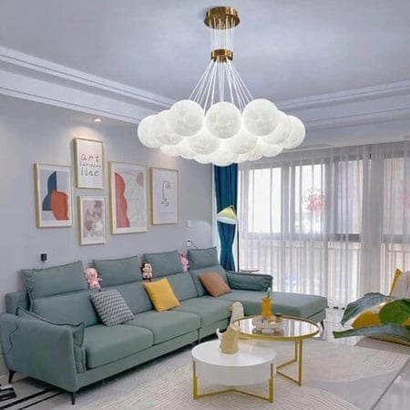 ثريا مودرن علاقي سقفية كرات ضوء القمر-لونين ذهبي و اسود و باحجام مختلفة