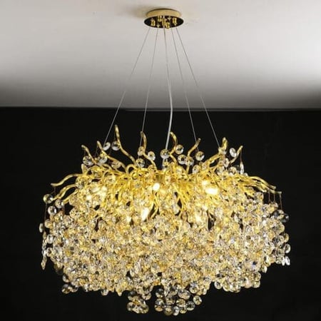 ثريا كريستال سقفية قروش عسلي شفاف – تصميم فاخر لصالات ومداخل المنزل