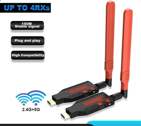 150M Wireless HDMI Transmitter Receiver Display Dongle lموسع إشارة HDMI لا سكي عالي الجودة لمسافة تصل الى 150متر