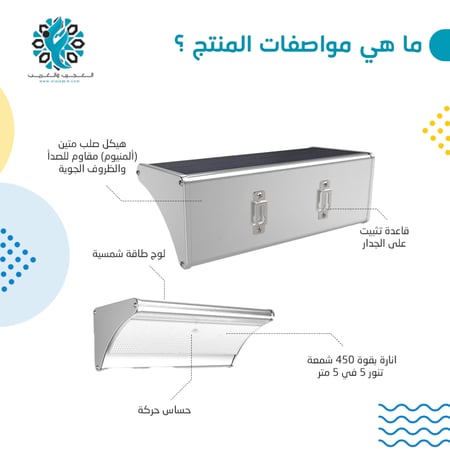 لمبة اسوار جدارية 900 شمعة على الطاقة الشمسية