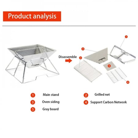 منقل الشوي العجيب قابل للطي من الستانلس ستيل - متجر العجيب والغريب