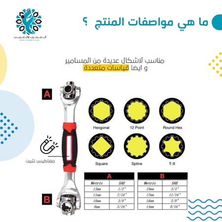 مفتاح عده واحد لجميع المقاسات - متجر العجيب والغريب