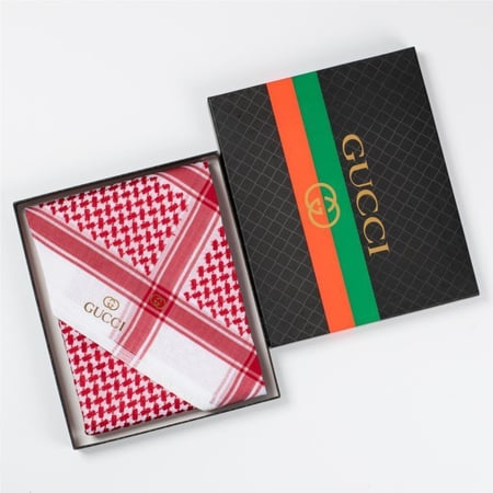 بكج شماغين قوتشي كلاسيك (احمر + ابيض) قولد