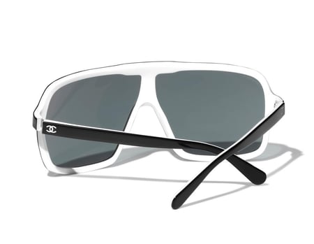 Chanel black Mirror SHIELD SUNGLASSES نظارة شانيل شمسية أسود