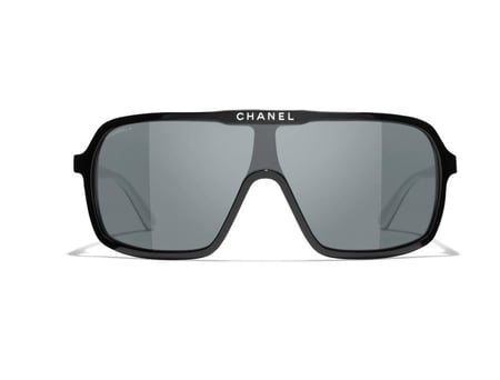 Chanel black Mirror SHIELD SUNGLASSES نظارة شانيل شمسية أسود