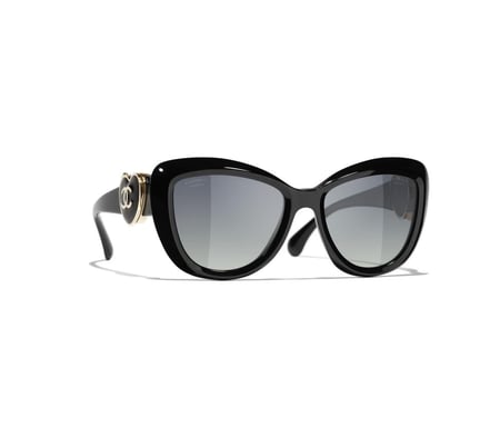 Dark BLACK CHANEL Butterfly SUNGLASSES نظارة شمسية شانيل أسود فراشة
