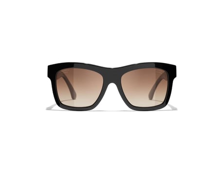 Chanel black gold sunglasses نظارات شانيل شمسية أسود ذهبي بإطار مربع