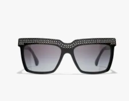 CHANEL SQUARE SUNGLASSES نظارات شانيل شمسية بإطار مربع أسود