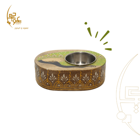 مبخرة خشبية بشكل بيضاوي - احمر واسود، وسط