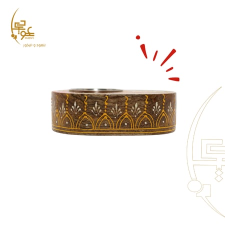 مبخرة خشبية بشكل بيضاوي - اخضر وسماوي، وسط