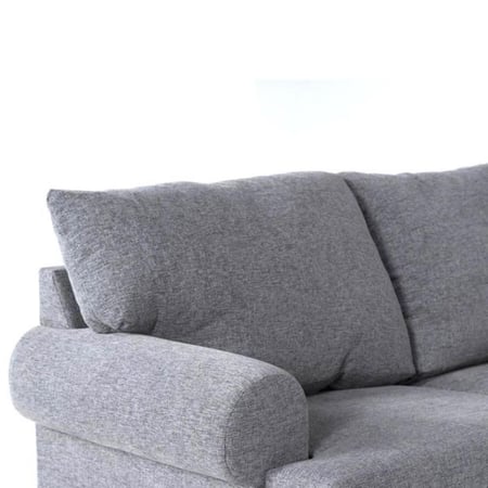 طقم كنب زاوية مع اريكة استرخاء بذارع يمنى منجد بالكتان - 6 مقاعد - رمادي 250*200*180*85*85سم