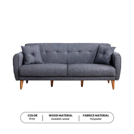 كنبة مقعدين 220*85*85سم - رمادي -