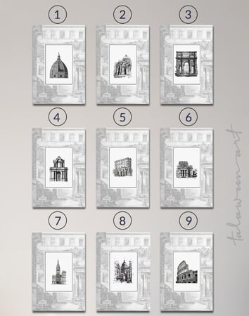 لوحة بتصميم فخم مرايا مع تصميم ابنية بسيط مع برواز (4 قطع)