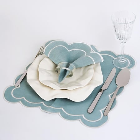 Baby blue linen square set