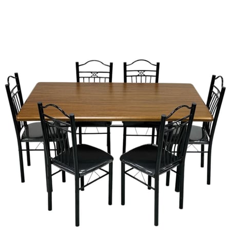 طاولة طعام 6 كرسي سطح خشب لون بني