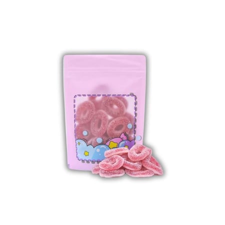 حلقات جلي الفراولة الحامضة بذرات السكر