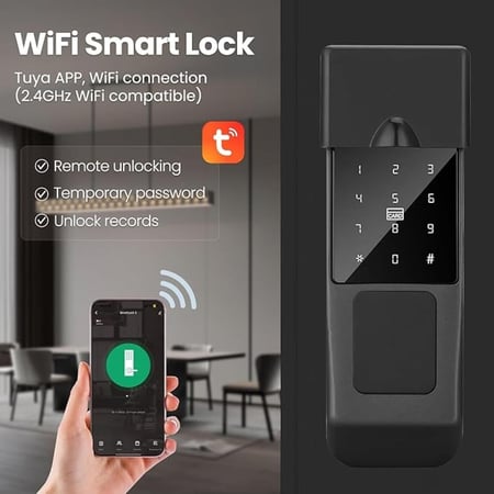 قفل باب ذكي خارجي مقاوم للماء ببصمة وتحكم عبر تطبيق - متجر ثري