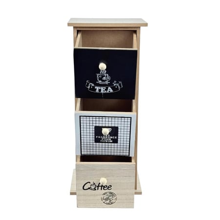 خزانة أدراج خشبية صغيرة – 3 أدوار بتصميم القهوة