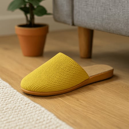 شبشب منزلي قماشي بلون اصفر