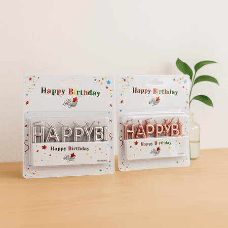شموع تزيين كيك بشكل حروف "Happy Birthday"