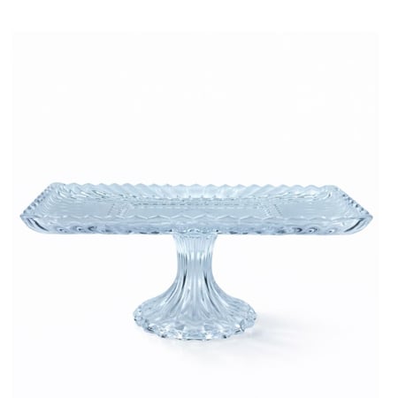 طبق تقديم زجاجي مرتفع مستطيل – تصميم كلاسيكي فاخر