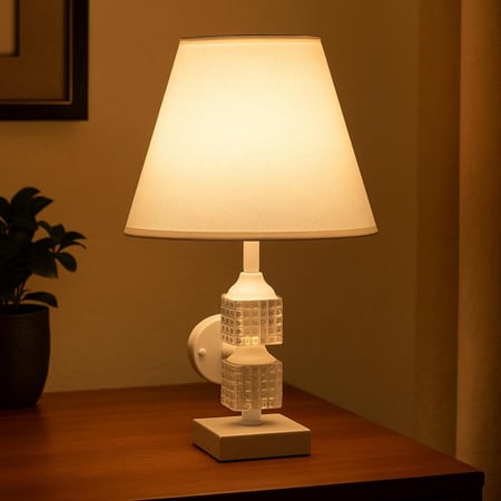 مصباح طاولة كلاسيكي بقاعدة زجاجية مزدوجة