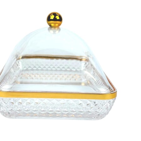 صينية فاخرة بغطاء أكريليك – حواف ذهبية