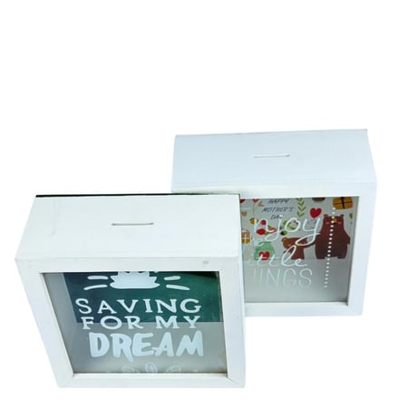 حصالة خشبية بتصميم ديكوري