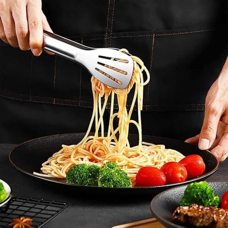 ملقط تقديم ستانلس ستيل بفتحات تصفية