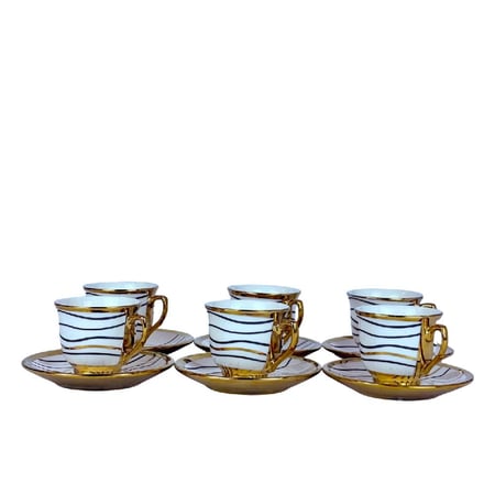 طقم اكواب مزخرفة  ـ 6 اكواب مع سيسر