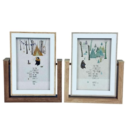 إطار صور خشبي مزود بديكور غابة وبطاقات مطبوعة