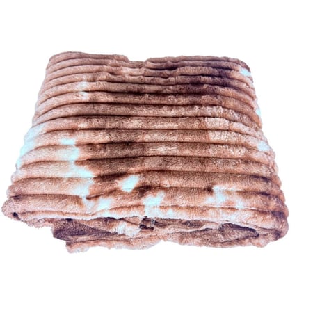 بطانية مخملية دافئة بلون بيج مخطط