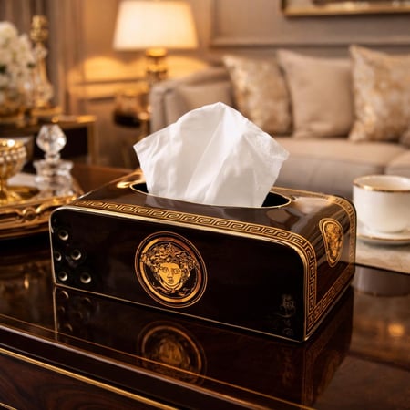 علبة مناديل سيراميك فاخرة بتصميم كلاسيكي ذهبي