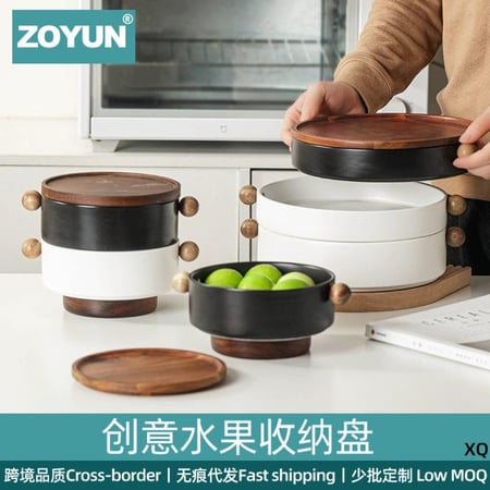 وعاء  وغطاء متوسطة الحجم حاويات مطبخ لتخزين الطعام بلون أبيض