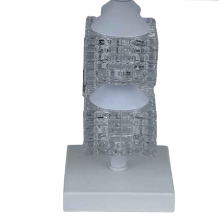 مصباح طاولة كلاسيكي بقاعدة زجاجية مزدوجة