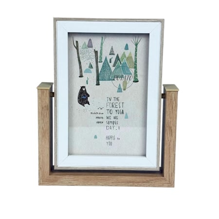إطار صور خشبي مزود بديكور غابة وبطاقات مطبوعة