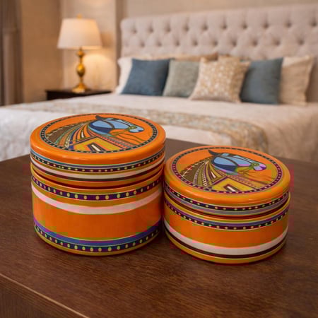 طقم علب ديكور سيراميك فاخرة بنقشة الخيول العربية