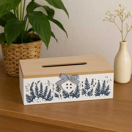 علبة مناديل خشبية ديكورية