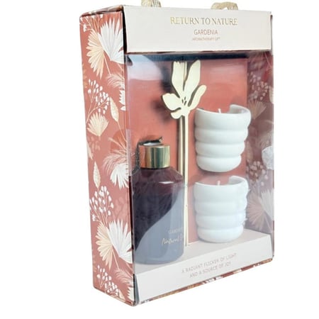 طقم عطرية جاردينيا مع شموع ديكور